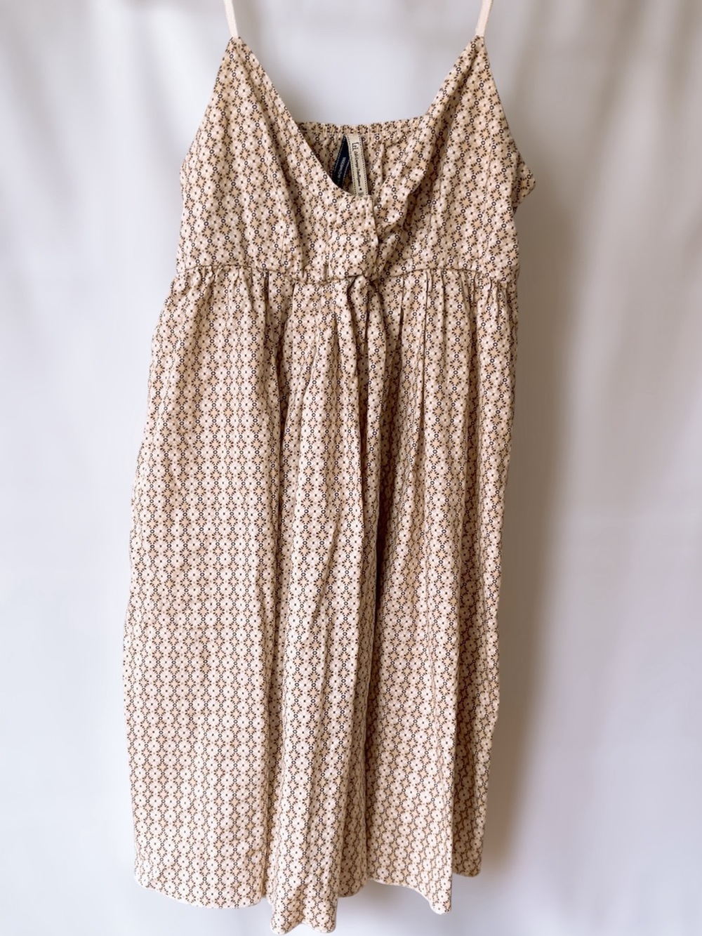 lei Beige Printed Spaghetti-Strap Midi Dress